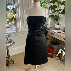 Black Straight Neck Little Black Dress